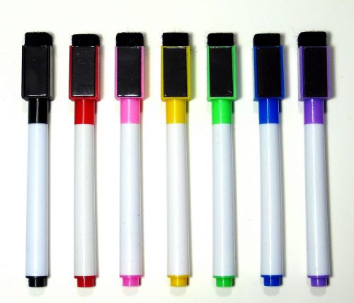 New 100 dry erase low-odor markers with eraser &amp; magnet - assorted colors for sale
