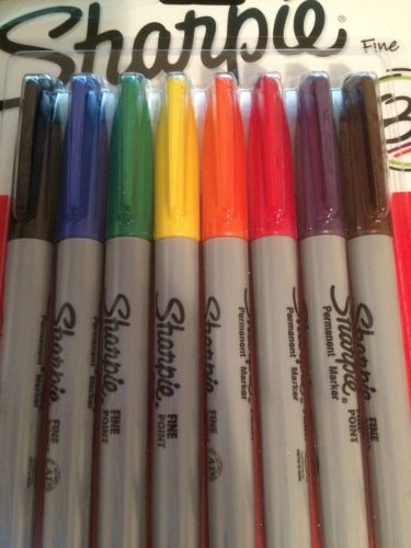 8 new sharpie markers fine point tip assorted colors 1789067 quick dry permanent for sale