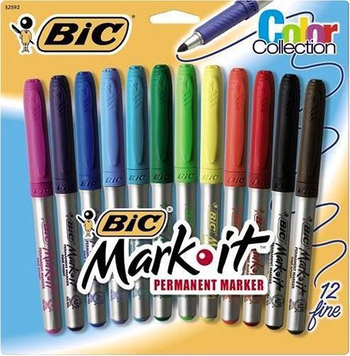 Bic mark-it gripster permanent marker - fine marker point type - (gpmap12asst) for sale