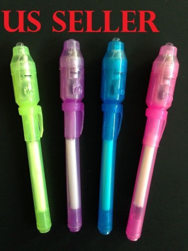 4pcs Magic Invisible Pen Built in UV Light  Marker Secret Message+1 Free