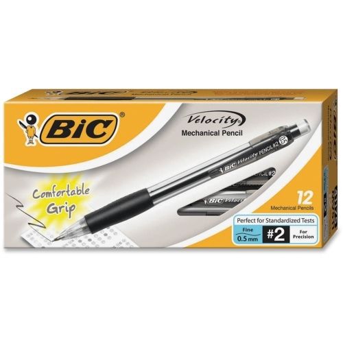 BIC Velocity Pencil - #2 Pencil Grade - 0.5 mm - Black Barrel - 12 / Pack
