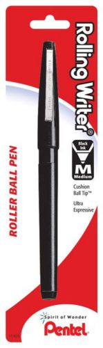 Pentel Rolling Writer Roller Ball Pen Medium Line Black Ink 1 Pack Carded
