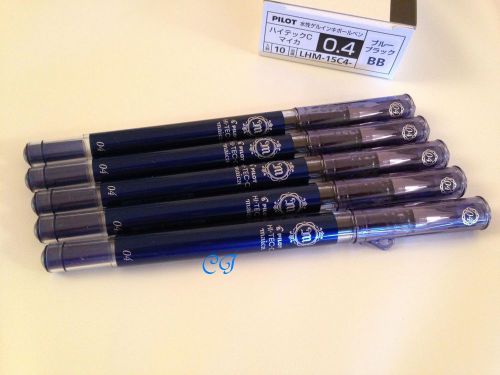 5 New Blue Black Pilot Hi-Tec-C maica 0.4mm Extra Fine Needle tip Ballpoint Pen