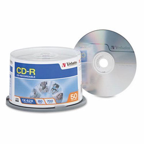 Verbatim CD-R Discs, 700MB/80min, 52x, Spindle, Silver, 50/Pack (VER94691)