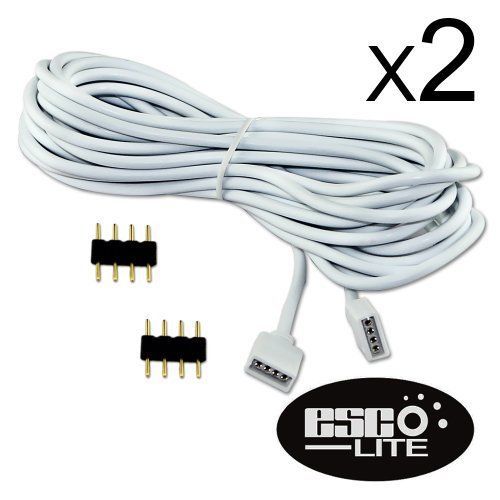 Esco-lite 2pcs 5m 16.4ft 4pins extension cable connect female plug to led strip for sale
