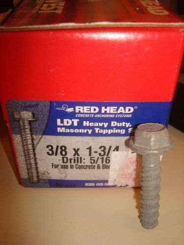 NIB- Red Head LDT Tapcon Hex Head Masonry Tapping  3/8 x 1-3/4 ICBO #ER-5890