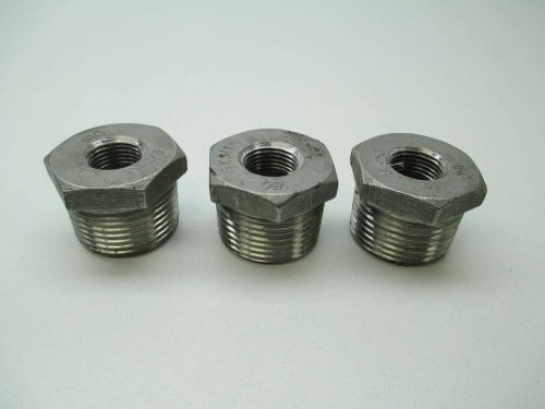 LOT 3 NEW 150 1X3/8 STAINLESS HEX THREADED BUSHING D390151