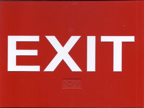 ADA Braille &#034;EXIT&#034; Red sign #P130  8&#034;x6&#034;