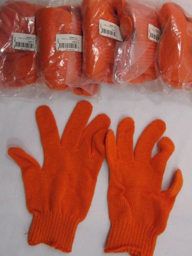 6 pairs  ORANGE GLOVES  High Visibility One Size NEW