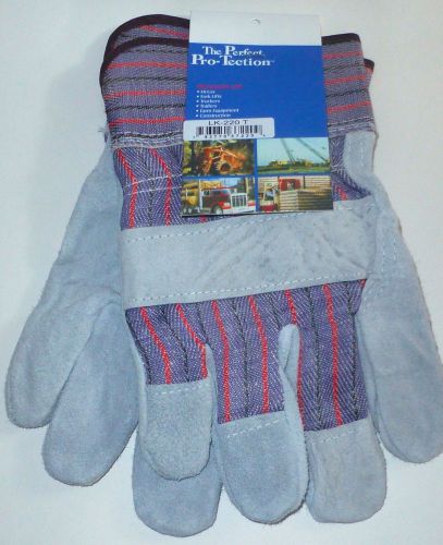 6 MENS ALL PURPOSE WORK LEATHER PALM GLOVES/CUFF Sz L New/TAG PERFECT PROTECTION
