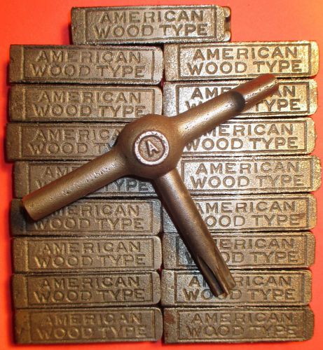 17 Rare American Wood Type 2-3/4&#034; Quoins &amp; Key Letterpress