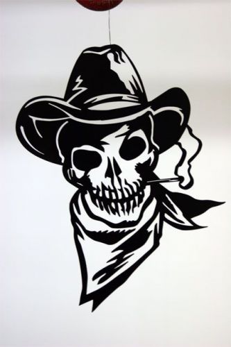 Outlaw cowboy skull CNC cutting .dxf format file for plasma, waterjet