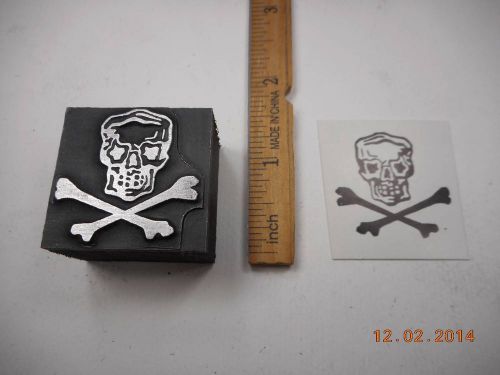 Letterpress Printing Printers Block, Human Skull &amp; Crossbones