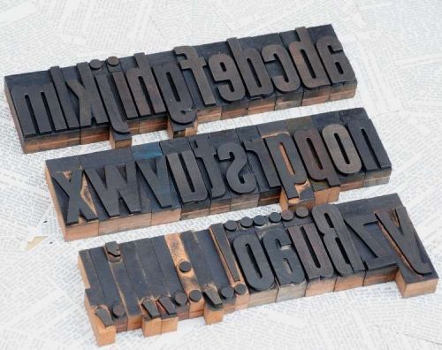 a-z alphabet 2.83&#034; letterpress wooden printing blocks wood type Vintage chic old