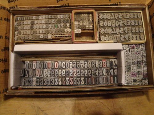 Letterpress Printers Foundry Type Collage Of  Various Sized Numbers Sets Stamps