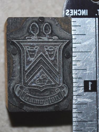Vintage Letterpress Printer&#039;s Block Leamington Crest