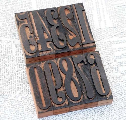 0-9 numbers letterpress wood printing blocks type woodtype wooden Vintage 123