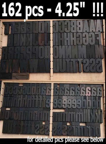 Letterpress wood printing blocks 162 pcs - 4.25&#034; tall alphabet type woodtype abc for sale