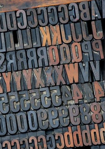 letterpress wood printing blocks 509 pcs 1.02&#034; tall alphabet type woodtype ABC