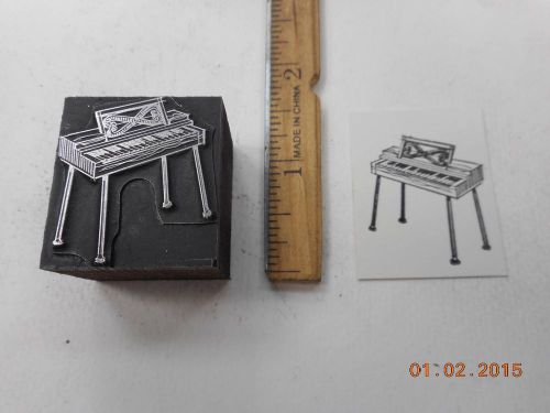 Letterpress Printing Printers Block, Musical Keyboard on Stand