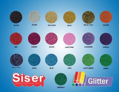 Heat Transfer Vinyl Siser GLITTER 20&#034; x 1 Foot - 17 Colors to pick from!