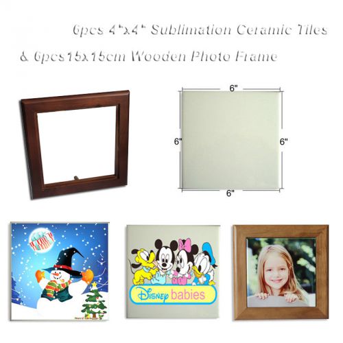 12sets 6*6&#034; ceramic tiles sublimation heat press transfer wooden photo frame art for sale