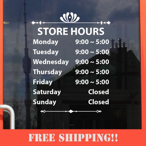 11&#034;Hx8.5&#034;W Business Store Hours Sign Window Shop Open Office Sticker Decal Ver3