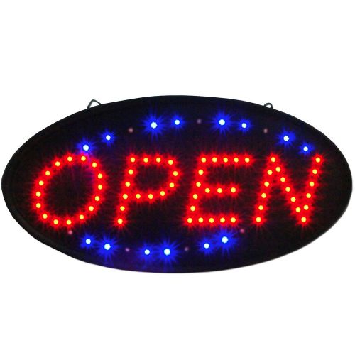 NEW LED Animated Oval Frame Open Sign light up slim store display neon bright 1