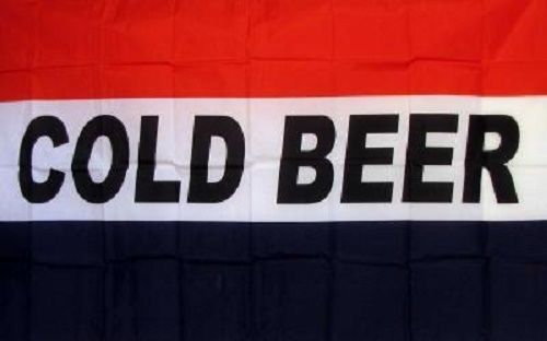 COLD BEER 3x5&#039; BUSINESS FLAG RED WHITE BLUE BANNER
