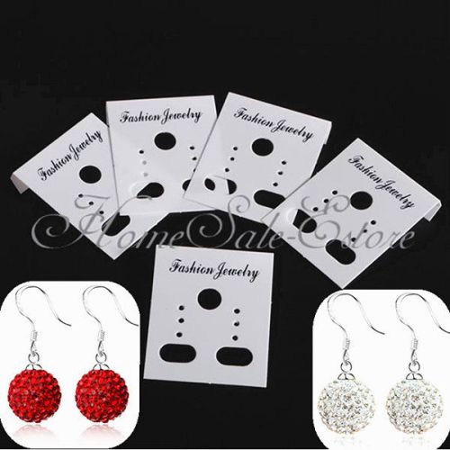 100X White Plastic Earring Ear Studs Holder Display Hang Hanging Cards 30 x 40mm