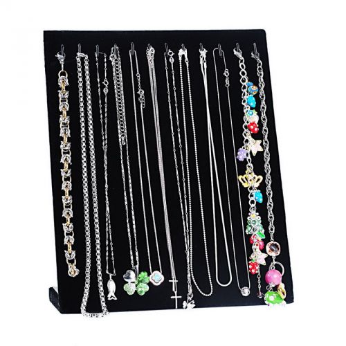 2PC Black Velvet Necklace Bracelet Chain Jewelry Display Holder Stand