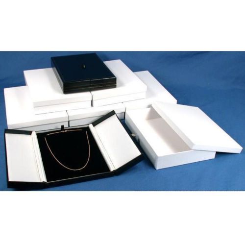 6 Large Necklace Boxes Black White Faux Leather Display