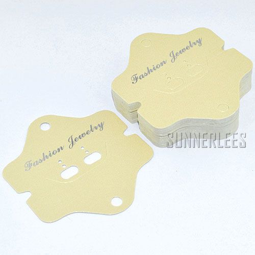100pcs/lot Beige Paper Earring Hooks Necklace Set Jewelry Packaging Display card