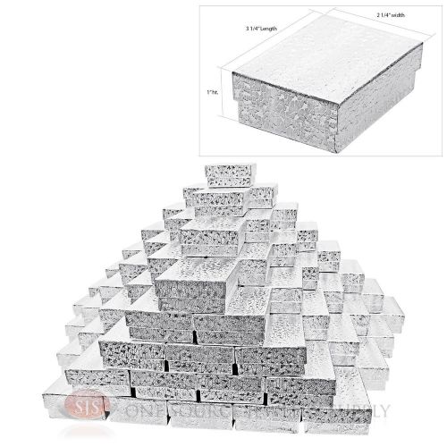 100 Silver Foil Cotton Filled Jewelry Gift Boxes Charm Ring Box 3 1/4&#034; X 2 1/4