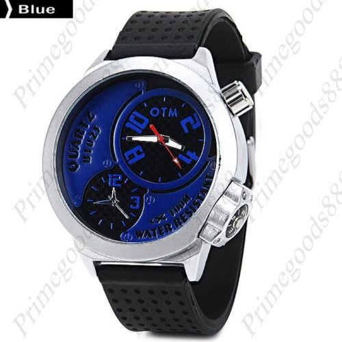 Stylish Rubber Band False Compass Quartz Men&#039;s Wristwatch Free Shipping Blue