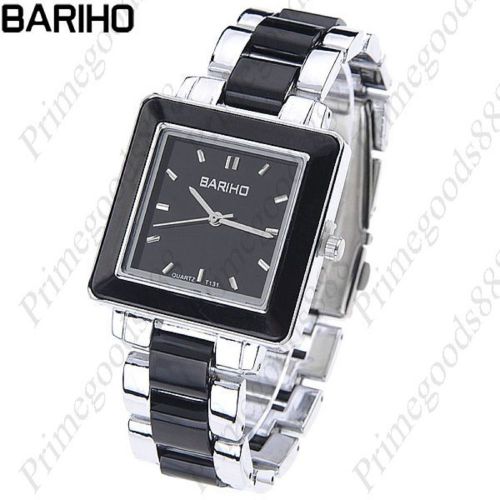 Square Case Alloy Quartz Wrist Free Shipping Black Face Stainless Steel Case