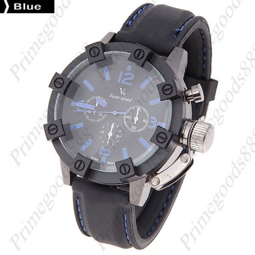 Round rubber band quartz wrist men&#039;s free shipping wristwatch blue for sale