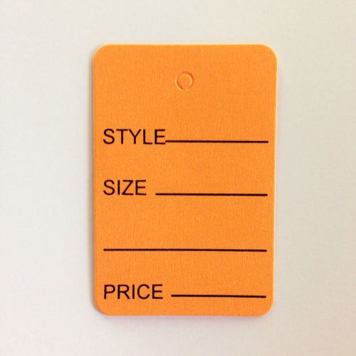 1000 Small 1 1/4 x 1 7/8 Orange Merchandise Coupon Tags With Black Imprint