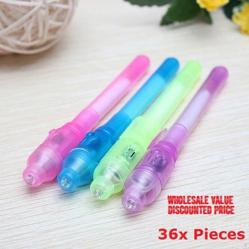 WHOLESALE LOT 36 Pens New 2 in 1 Invisible Ink Pen with UV Light SHIPS FROM U.S.