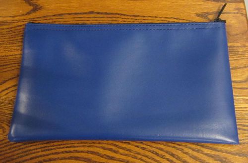 1 BLUE VINYL ZIPPER BANK BAG MONEY JEWELRY POUCH COIN CURRENCY WALLET COUPONS