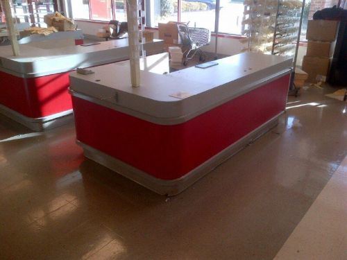 Used Checkout Counter Store Fixtures Red Gray Customer Service TJ Maxx Cash Wrap