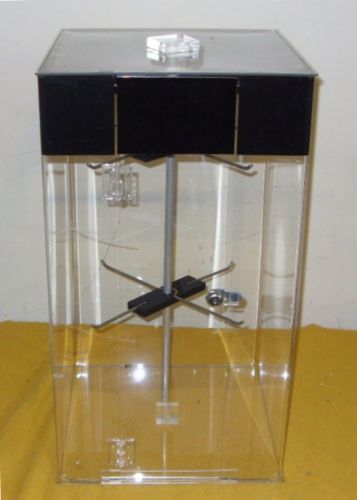Clear upright counter display case - 2 levels of  revolving racks with 4 hooks for sale
