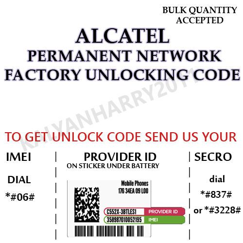 Alcatel NETWORK Unlock Code any  OneTouch M&#039;POP 5020A 5020W fast service