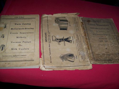 1930s i h cream separator parts catalog &amp; repairs manual 3 pieces original for sale