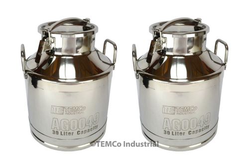 2x temco 30 liter 8 gallon stainless steel milk can wine pail bucket tote jug for sale