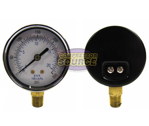 1/4&#034; air compressor / hydraulic pressure gauge 0-300 psi 2.5&#034; bottom side mount for sale