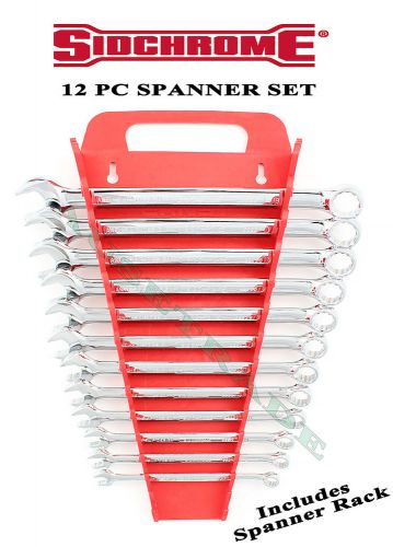 SIDCHROME SPANNERS TRADE QUALITY + HOLDER RACK TORQUE PLUS METRIC 12PC SPECIAL
