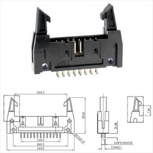 5-pcs stright IDC box header 26-pin  2.54mm with lathes 7.90mm WS26VGI