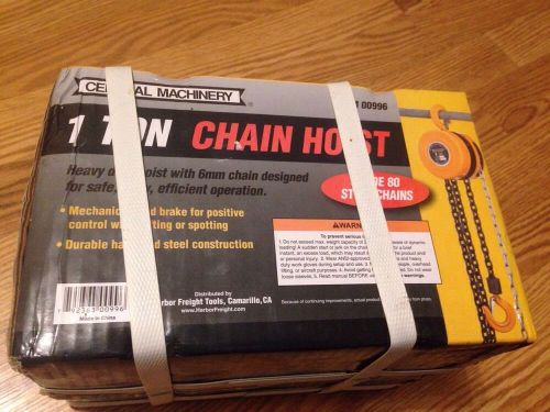 Central machinery 1 ton chain hoist item-00996 for sale
