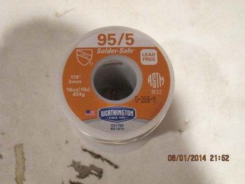 Solid Wire Solder, 95/5 Lead Free 1LB by Worthington # 331760,FREE SHIPPING NEW!